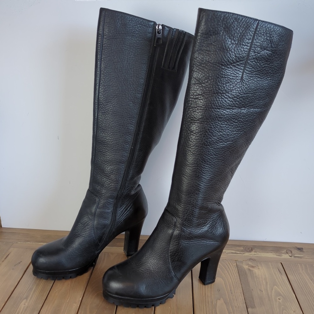 RUDSAK Textured Black Leather Heeled Boots